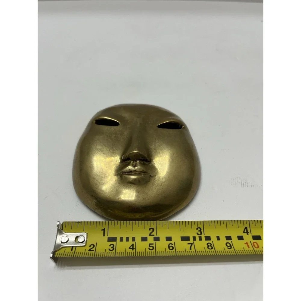 Vintage Mid-Century Brass/Cast Iron Mask Asian Inspired Hook For Hanging 3.5